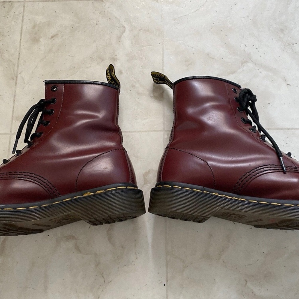 $180 Dr. Martens 1460 8-eye Burgundy Leather Lace-Up Combat Moto Boots Size 6 - Picture 9 of 15